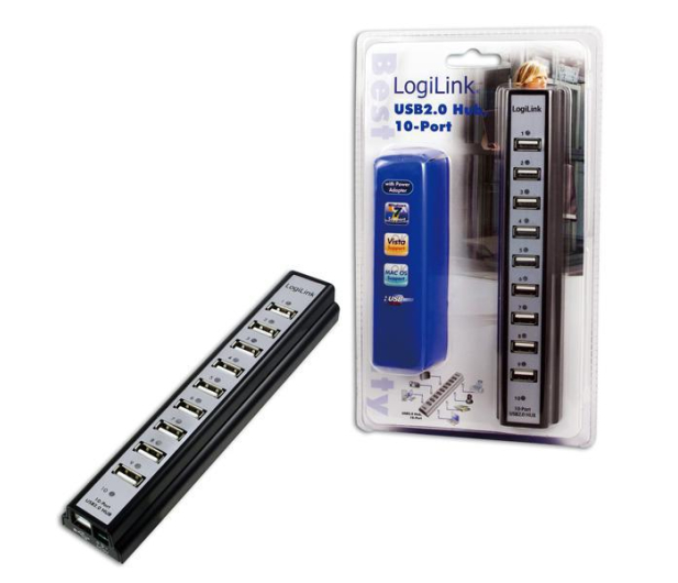 LogiLink HUB USB 2.0 10-portów z zasilaczem  UA0096 - 1402788 - zdjęcie 2